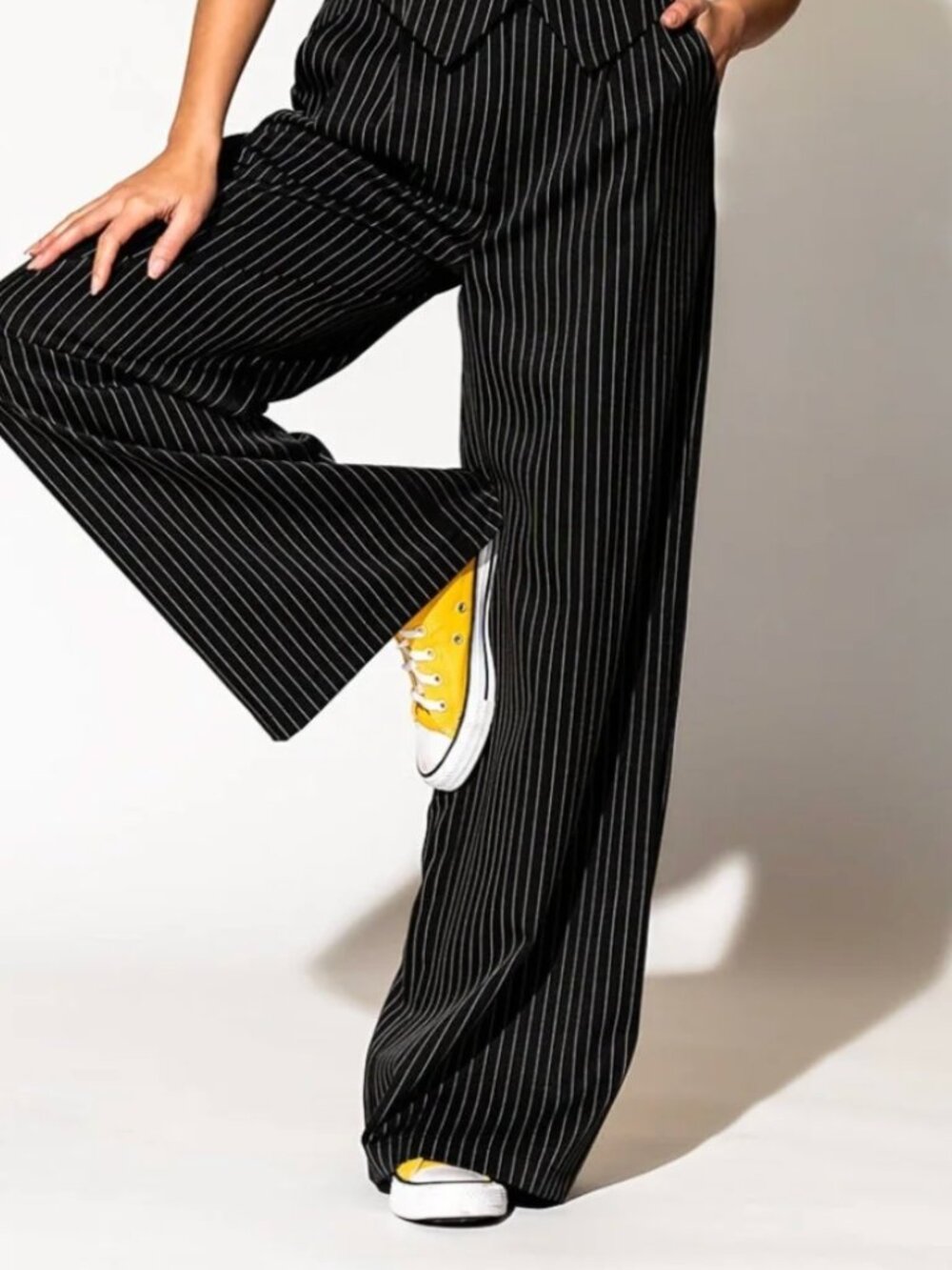 Dressed in LALA Wide Leg Trousers Pinstripe